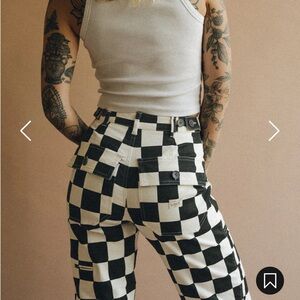 P&Co black and white checkerboard 304 service fatigues size UK12 / US8